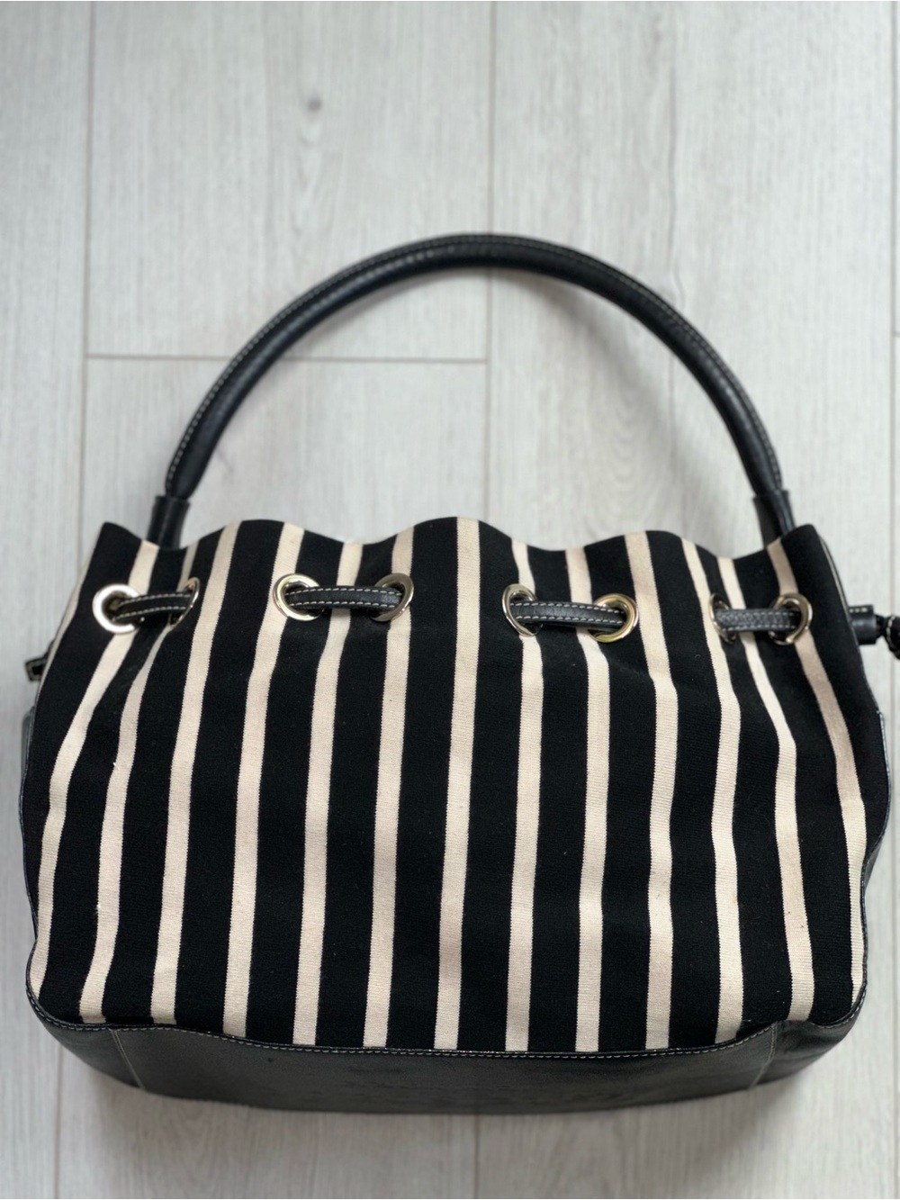 Authentic Kate Spade New York Striped Black and Cream Y2K bag.